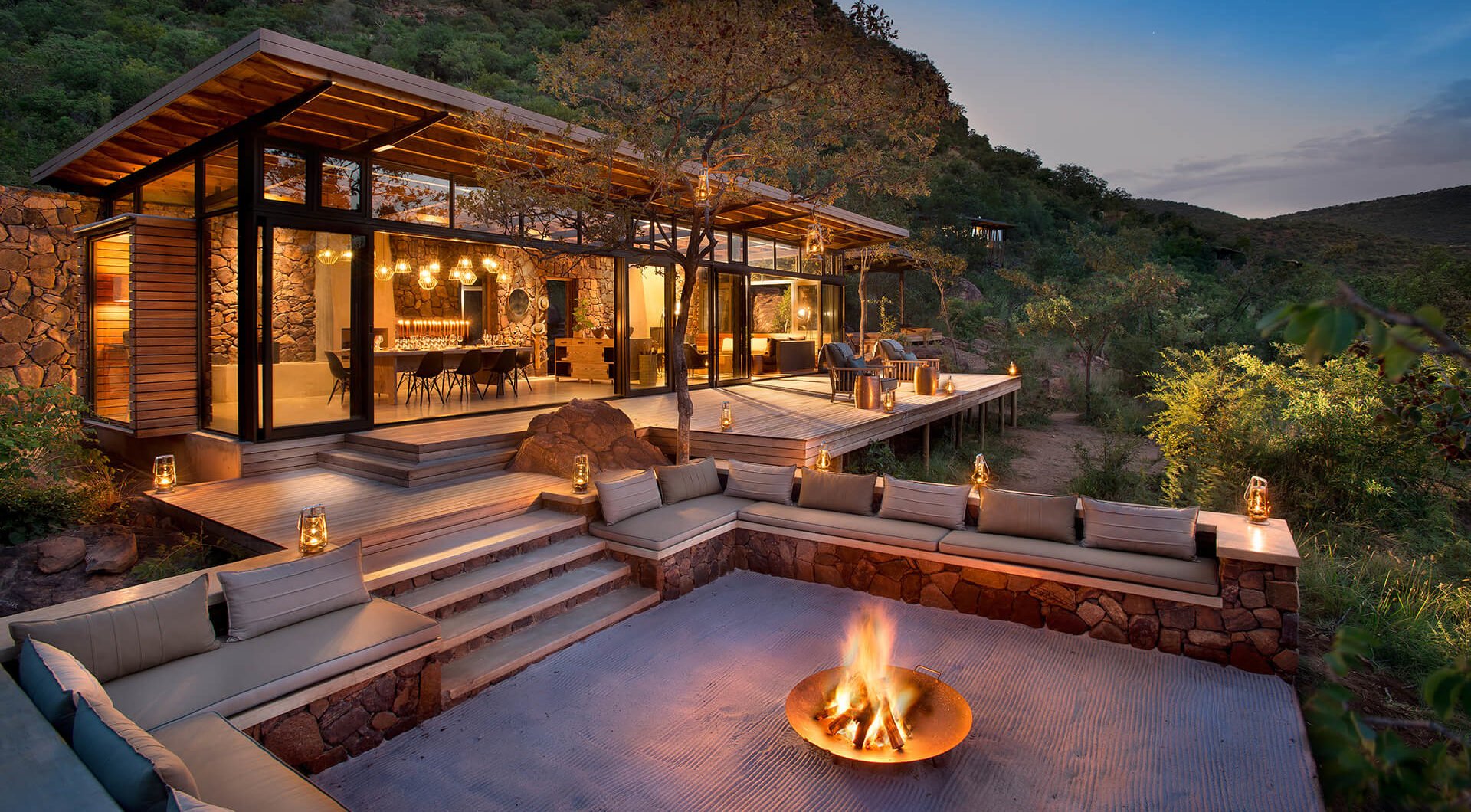 Marataba Mountain Lodge Boma at Night