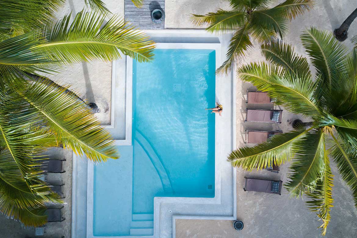 An aerial view of the swimming pool at Uzuri Villa