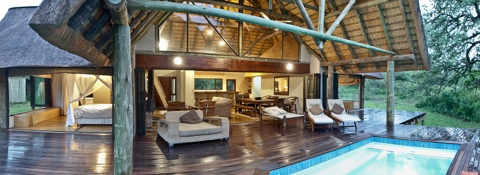 The gorgeous self-catering accommodation at Rhino River Lodge