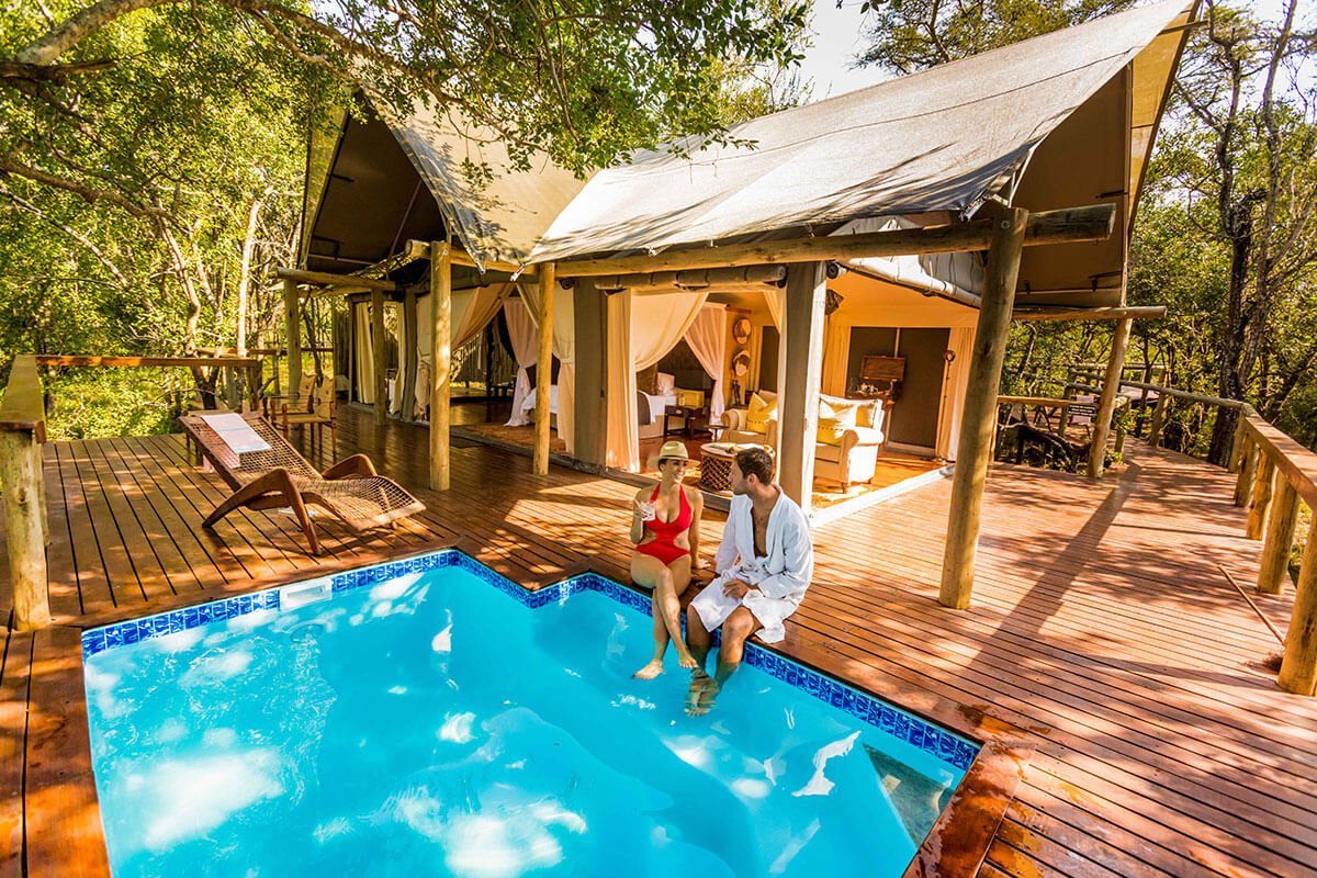 Relaxing at the pool at Rhino Sands Safari Camp