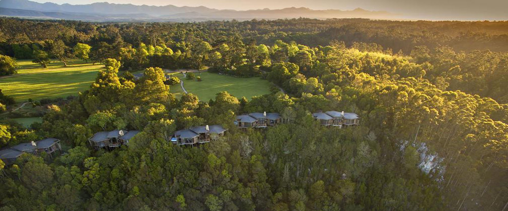 An aerial view of the beautiful Tsala Treetop Lodge