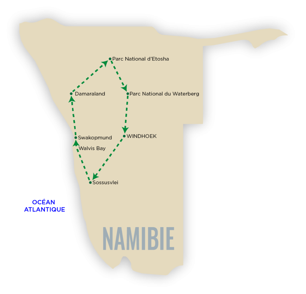 Carte pour Sur les pistes Namibiennes Carte pour Sur les pistes Namibiennes
