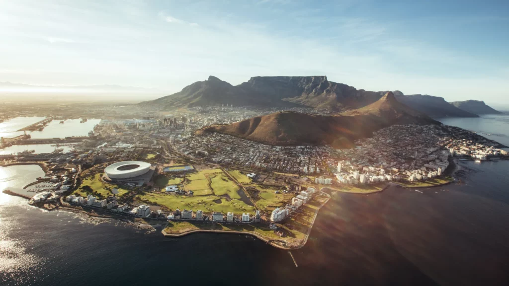 Vue panoramique de Cape Town avec Table Mountain en arrière plan